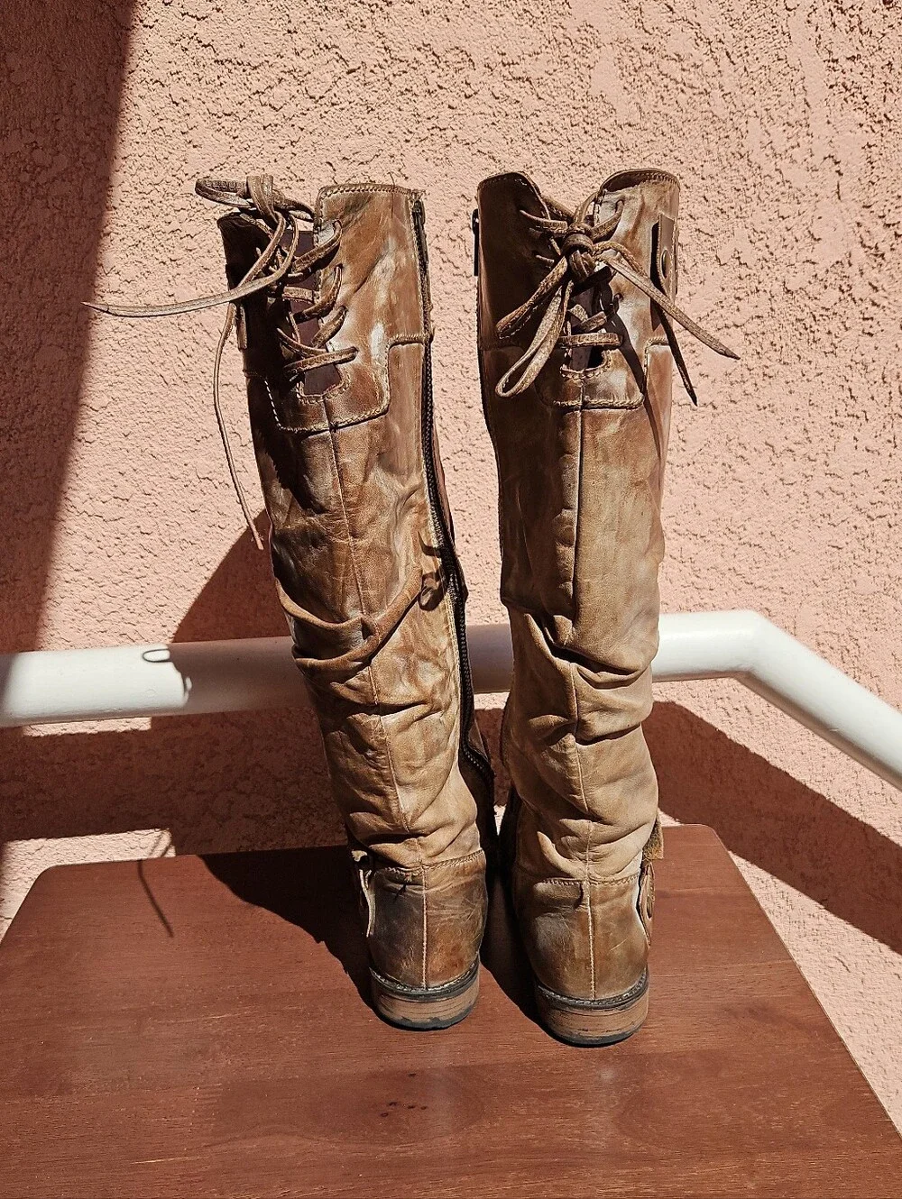 Corral Leather Georgia Slouchy Tall Riding Boots In Distressed Brown Sz 8.5